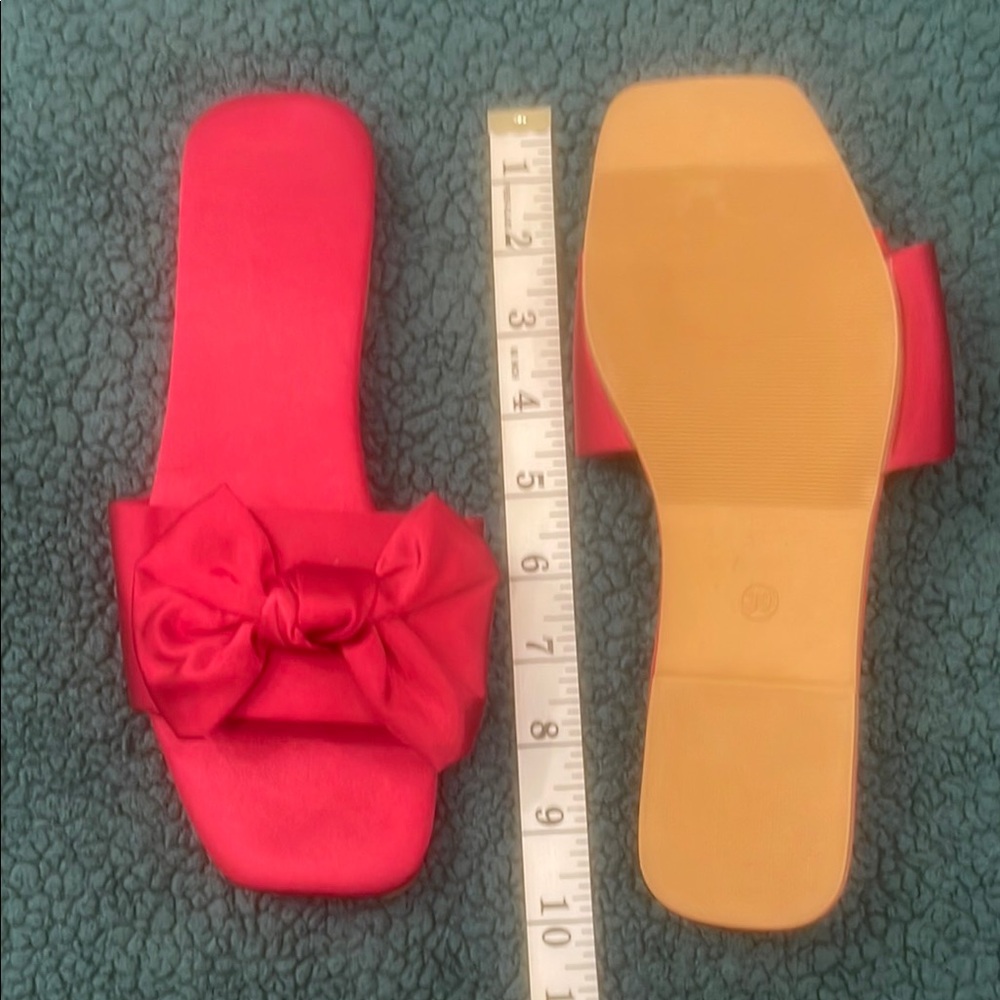 Elegant Red Bow Slide Sandals